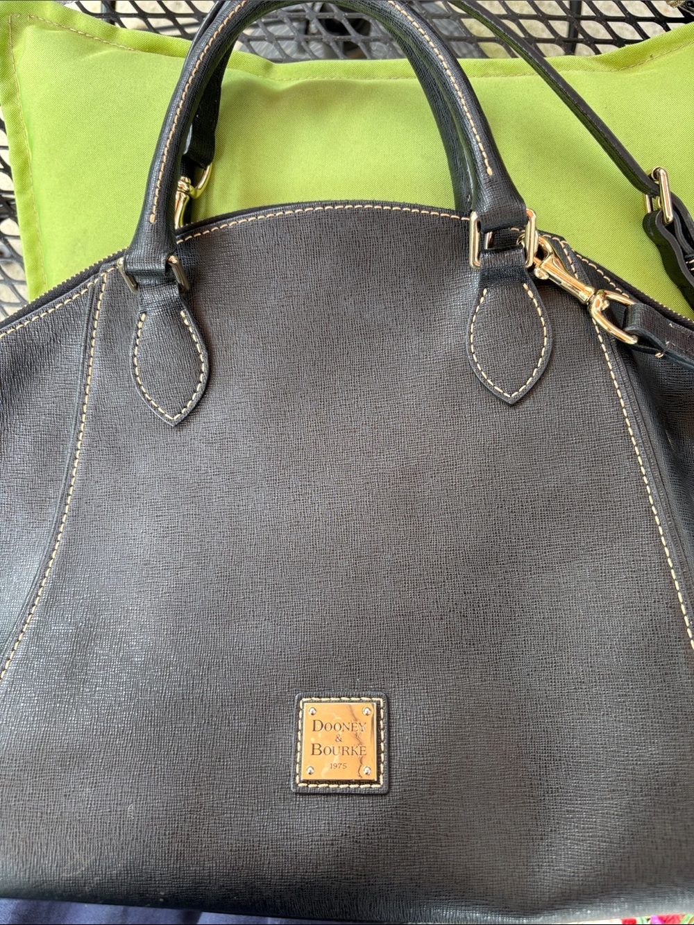 Dooney & Bourke Black Leather Satchel with Gold Hardware